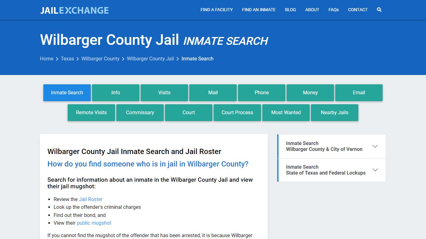 Inmate Search: Roster & Mugshots - Wilbarger County Jail, TX