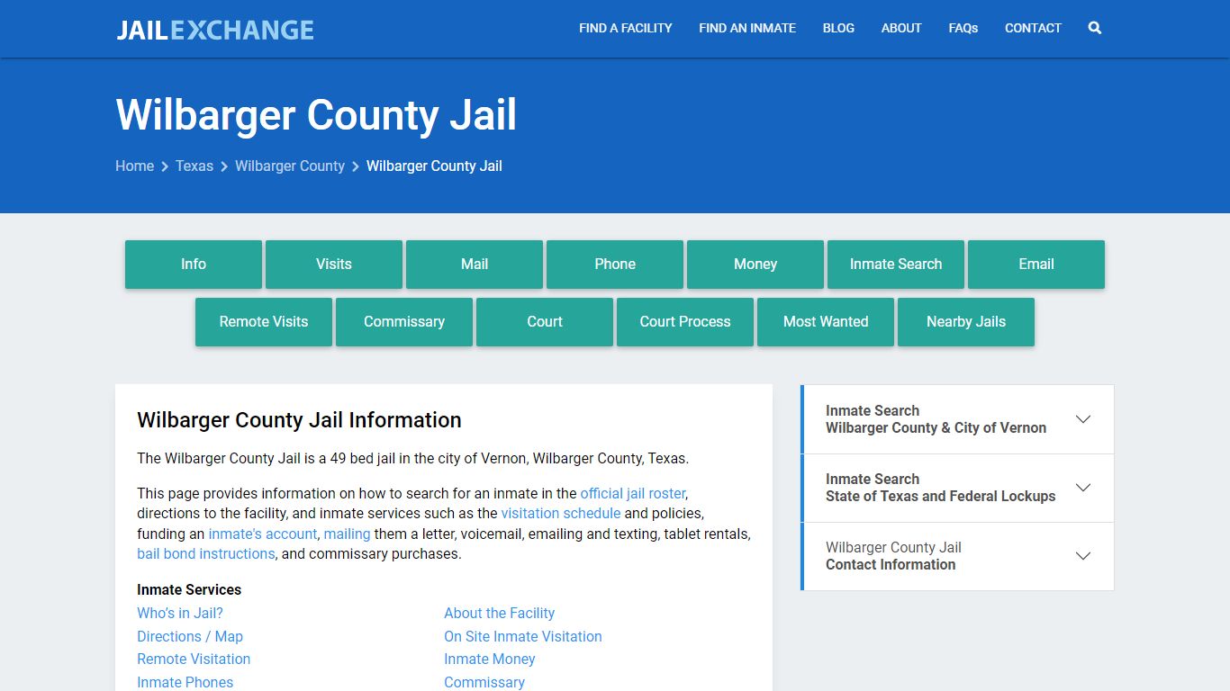 Wilbarger County Jail, TX Inmate Search, Information